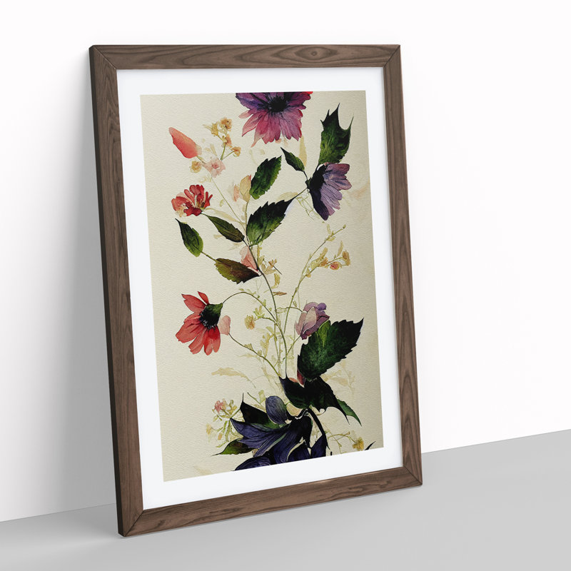 Pretty Flowers No.1 - Single Picture Frame Painting, Walnut Framed, 64cm H x 46cm W x 2cm D