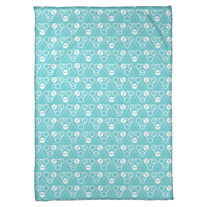 Couverture polaire à cercles classiques, l 60 po x L 80 po, Bleu sarcelle / blanc