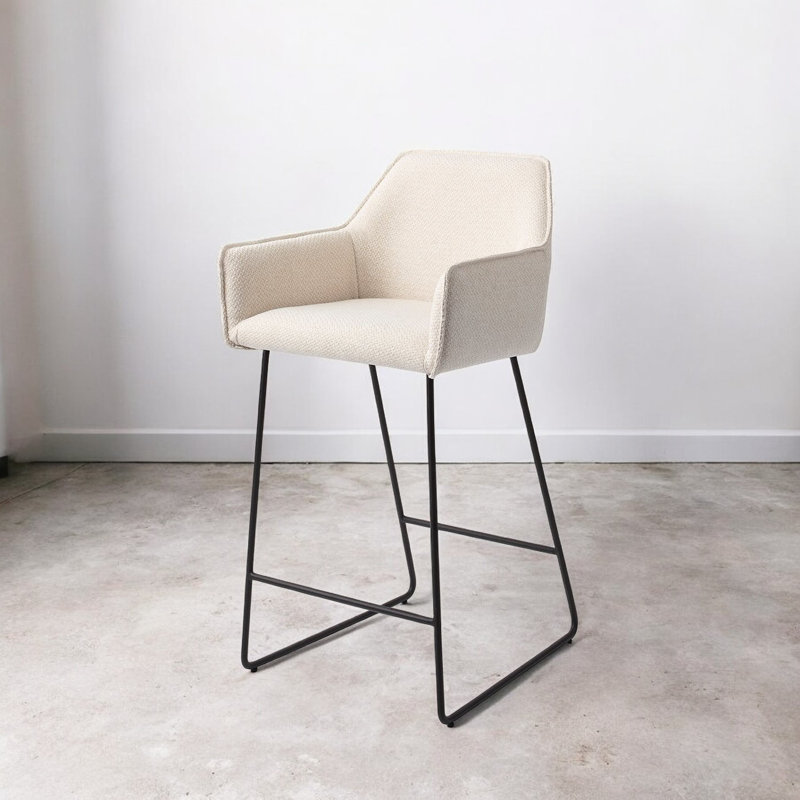 Kushi Skyfall Bar Stool - Slide Black (H), Cream, 65cm