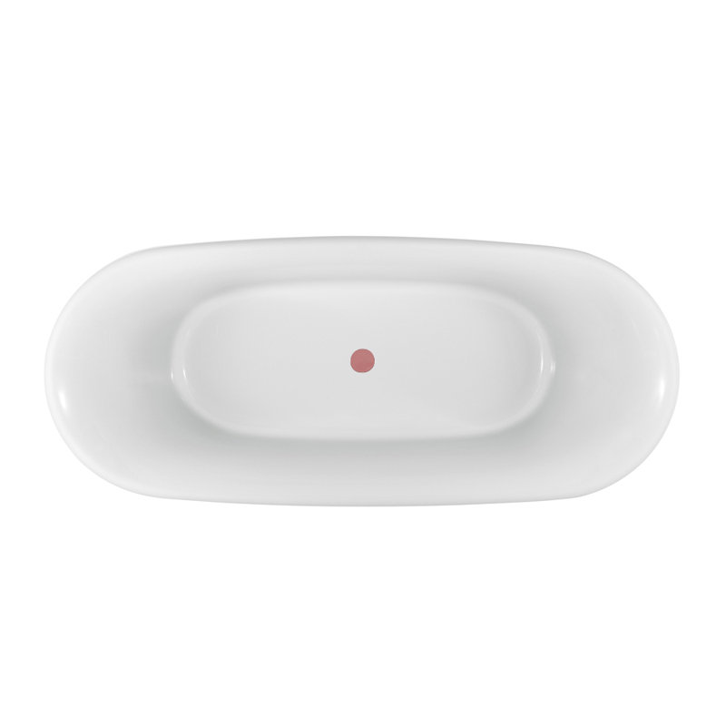 Baignoire de trempage sur pattes 67 "avec drain, pattes et plateau en bambou 67" Streamline, Rose mat, Rose mat