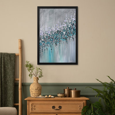 Please Me - Grey Blue Turquoise Premium Framed Posters