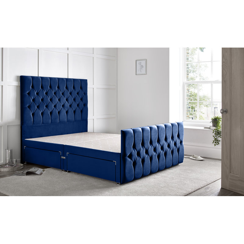 Fleisher Divan Bed with 54" Floorstanding Headboard, Black, 2 Right Drawers, Double (4'6)