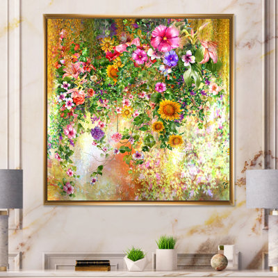 «Modern Modern Pink And Green Summer Garden», reproduction d'art sur toile