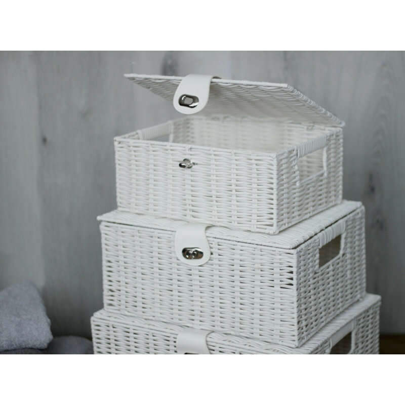 Wicker Laundry Set, White
