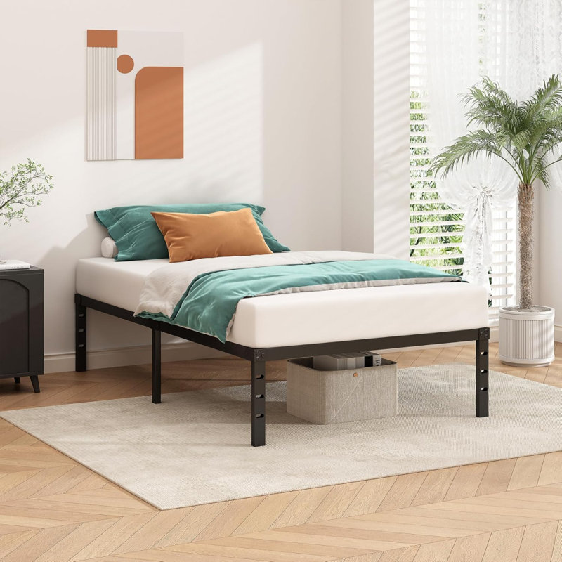 Metal Platform Bed Frame 14 Inch Tall,No Box Spring Needed, Bed With Heavy Duty Strong Support Slats,Easy To Assemble,Black