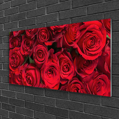 Roses Floral 1 Piece Wall Art on Glass