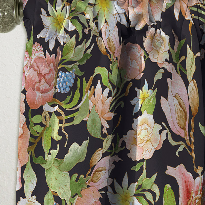 Panneau de rideau floral, décor de fleurs roses à l'aquarelle - fleurs aquarelles roses, L 52 po x L 95 po