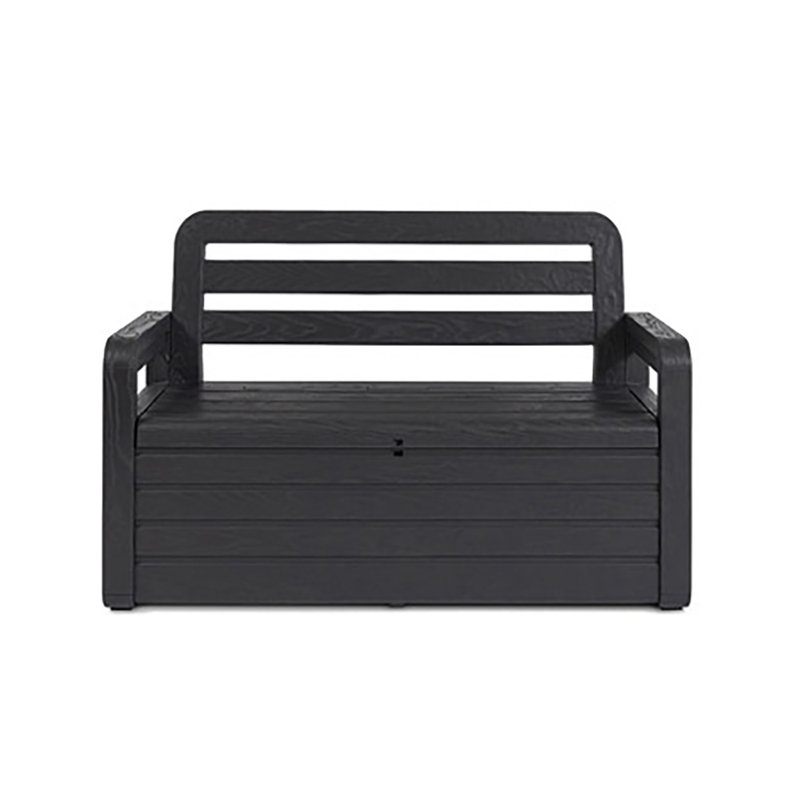 Anthracite Outdoor Storage Bench with Backrest and Lockable Lid
