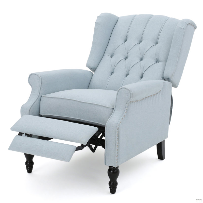 Fauteuil inclinable capitonné en tissu, Bleu clair