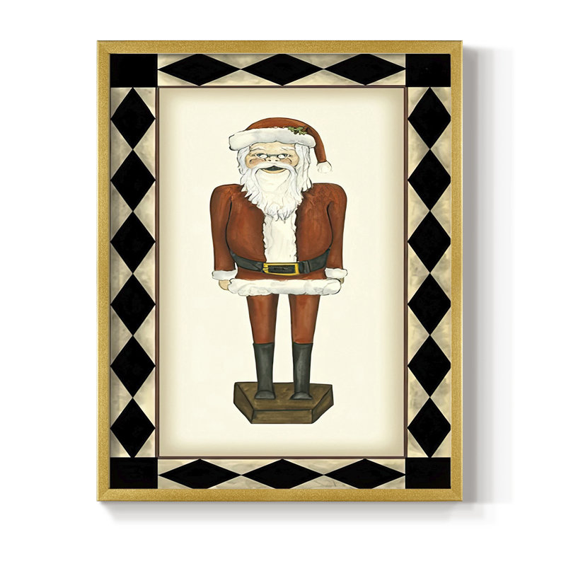 «Jolly Santa», reproduction encadrée en bois massif, H 21 po x l 17 po, Doré