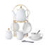 Ensemble de 8 tasses à café avec tasse à thé, tasse et soucoupe en porcelaine blanche fine de 8 oz, théière, sucrier, crème, carafe à thé et café, 17 pièces, service pour 4 (blanc)