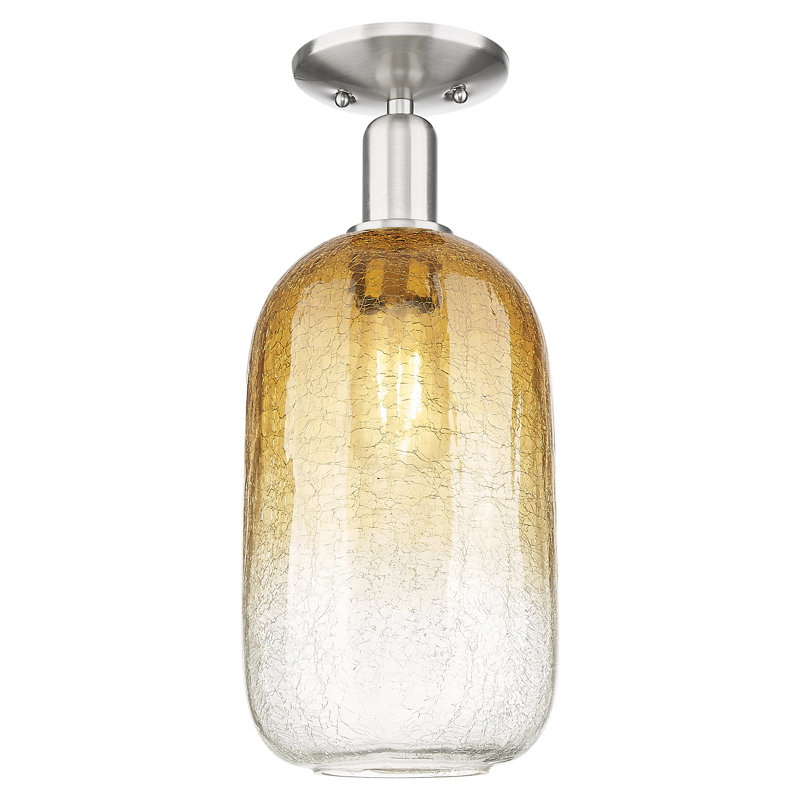 Plafonnier semi-encastré 7 po Downtown Urban Burton, Ambre, Nickel satiné brossé
