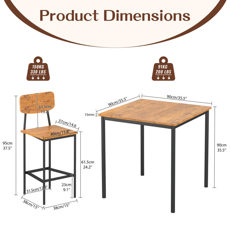 Niabi 5-Piece Dining Set , Kitchen Table Set, Tan