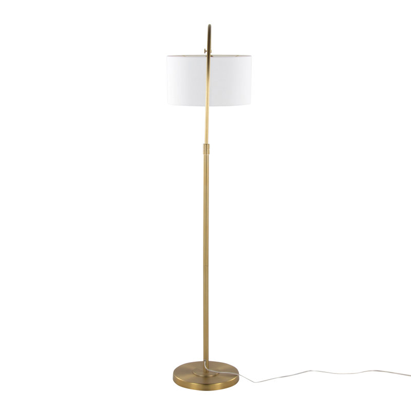 Lampe sur pied contemporaine 63 "en métal avec abat-jour en lin Puck de Grandview Gallery