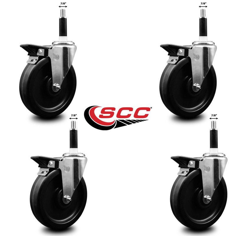 Ensemble de roulettes extensibles pivotantes 7/8 pouces avec frein Phenolique SCC