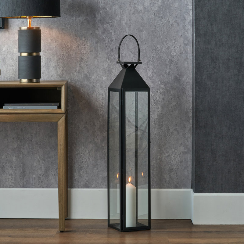 Metal Lantern, 93cm H x 19cm W x 93cm D, Black