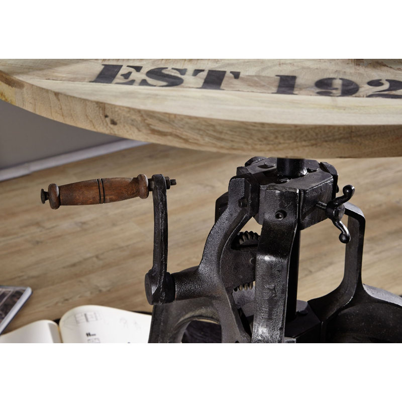 Factory Mango Round Wood Top Dining Table with Iron Base