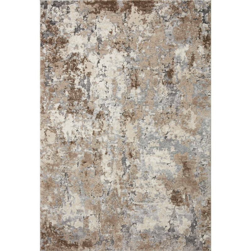 Tapis d'intérieur abstrait en polypropylène tissé à la machine, Carré 1 pi 6 po