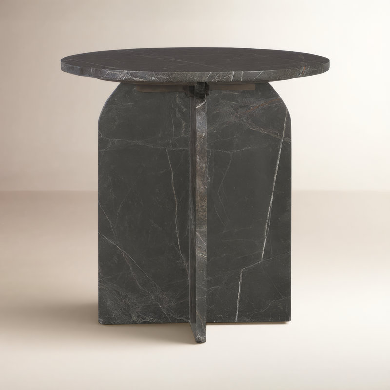 Reilly Marble Top End Table, Dark Green