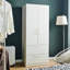 White Solid Wood Two-Door Closet With Two Drawers And Hanging Bars - Smooth Closing Option, Deep Storage Potential, Water & Heat Finish, Stain Scratch Design, E0 Grade Board, 2X Thicker , Made In