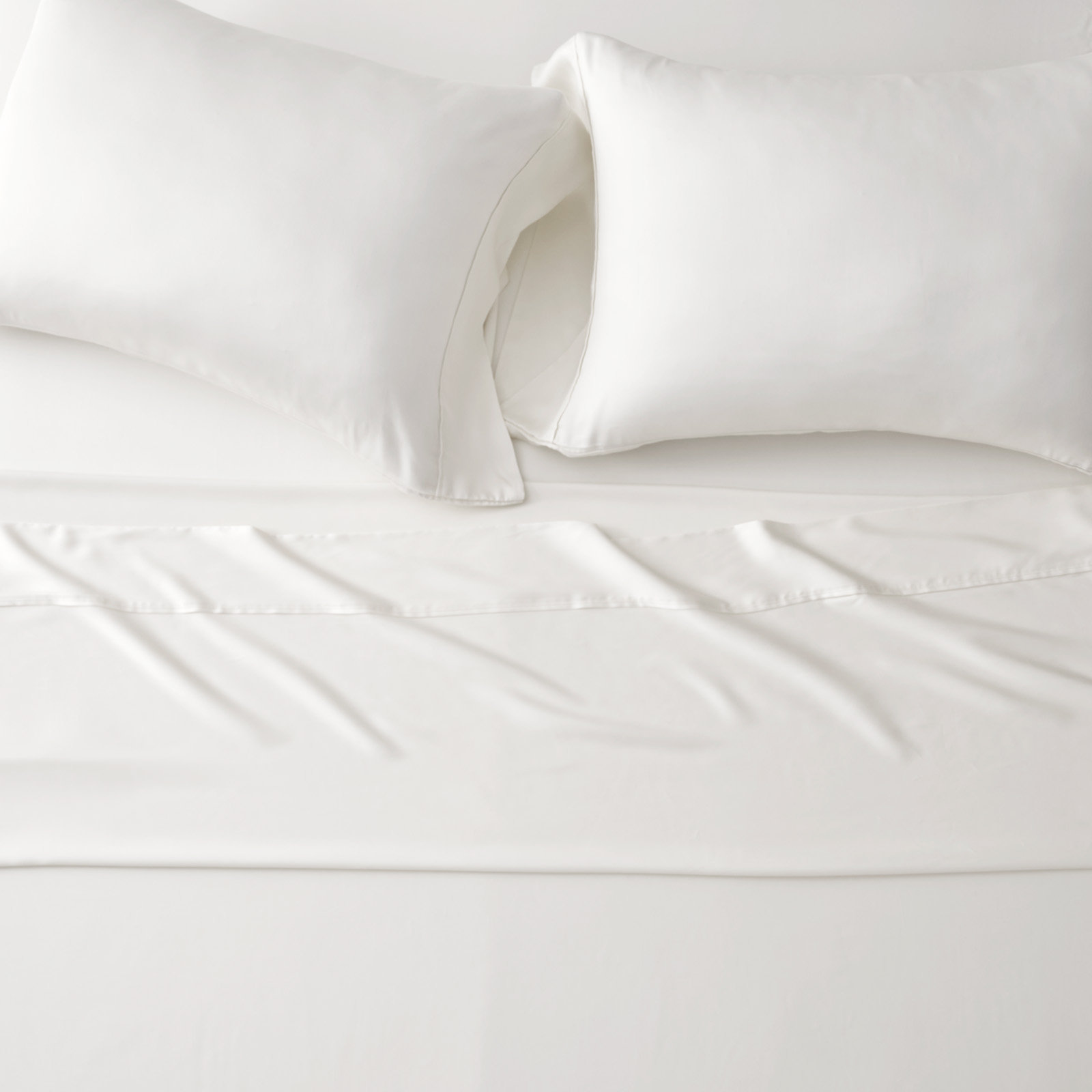 Tencel Sheet Set 4 Pieces, Snow White, Queen Sheet Set + 1 Fitted Sheet + 2  Pillowcases