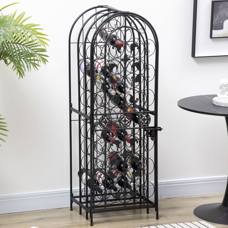 45 Bottle Wrought Iron Wine Rack Jail With Lock