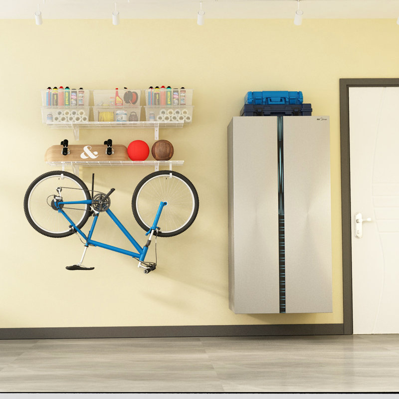 Tablettes de rangement murales pour garage, Blanc, H 12,2 po x l 48 po x P 12 po