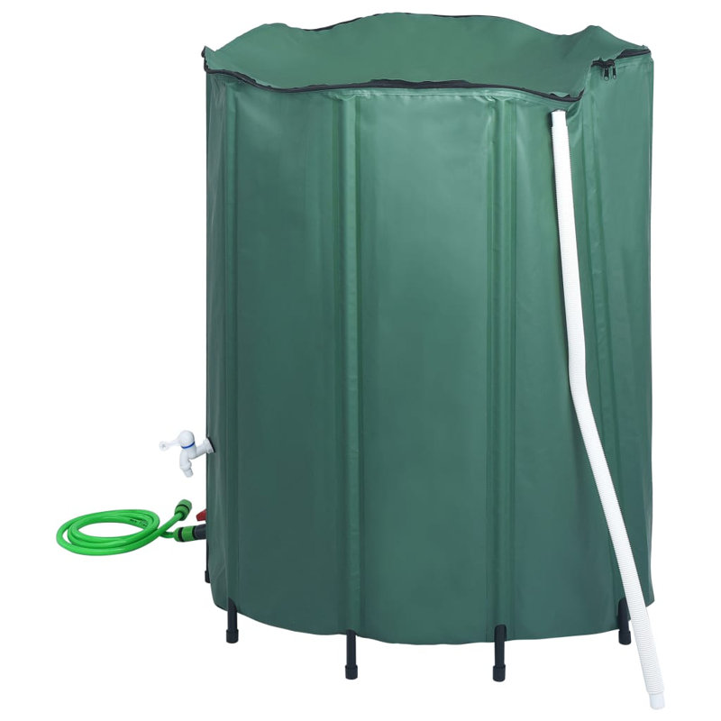 Dakota Fields Plastic Rain Barrel, 1250 L, Green