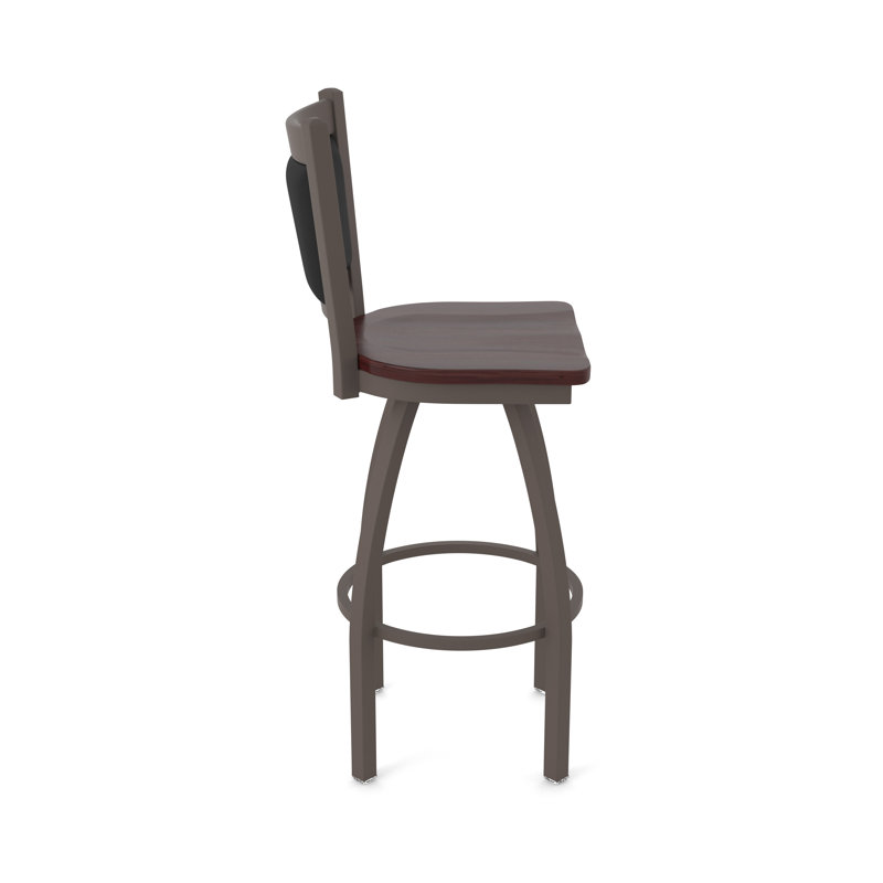 Tabouret pivotant Hadleigh, Tabouret de comptoir (siège d'une hauteur de 25 p, Bronze, Érable cerisier foncé