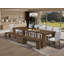 L'ensemble de cuisine moderne 9 pièces contient une table de cuisine rectangulaire extensible, 7 chaises de salle à manger et 1 banc moderne, noyer antique-933356767-933356761-922051515