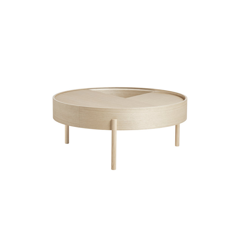 Arc Coffe Table, 15" H x 35" L x 35" W, White Pigmented Lacquered Ash