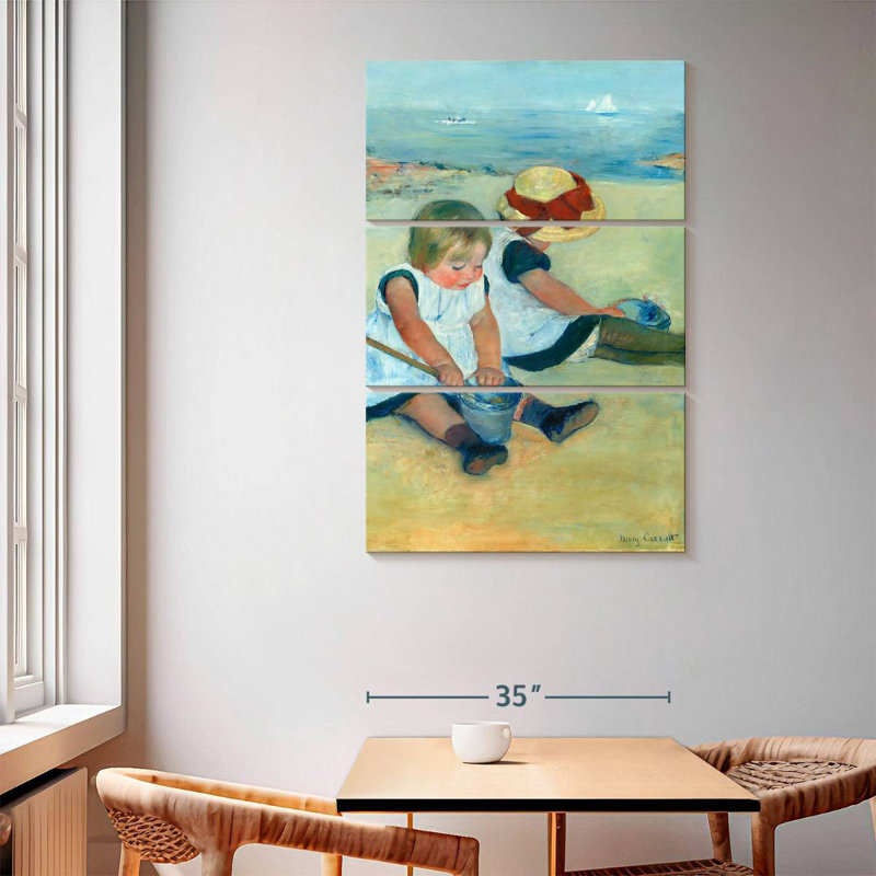 Leisha, enfants jouant sur la plage, 1884, H 65 po x l 42 po