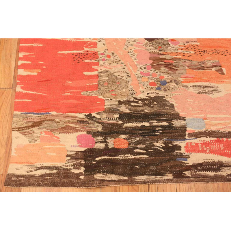 Scandinavian One-of-a-Kind 5'7" X 8'9" 1900s Silk Area Rug in Pink