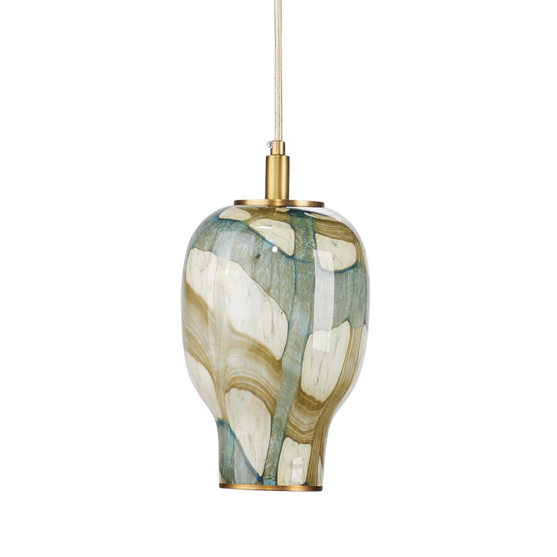 Helen Pendant In Pale Blue Glass, 12.25"H x 6.75"W x 6.75"D