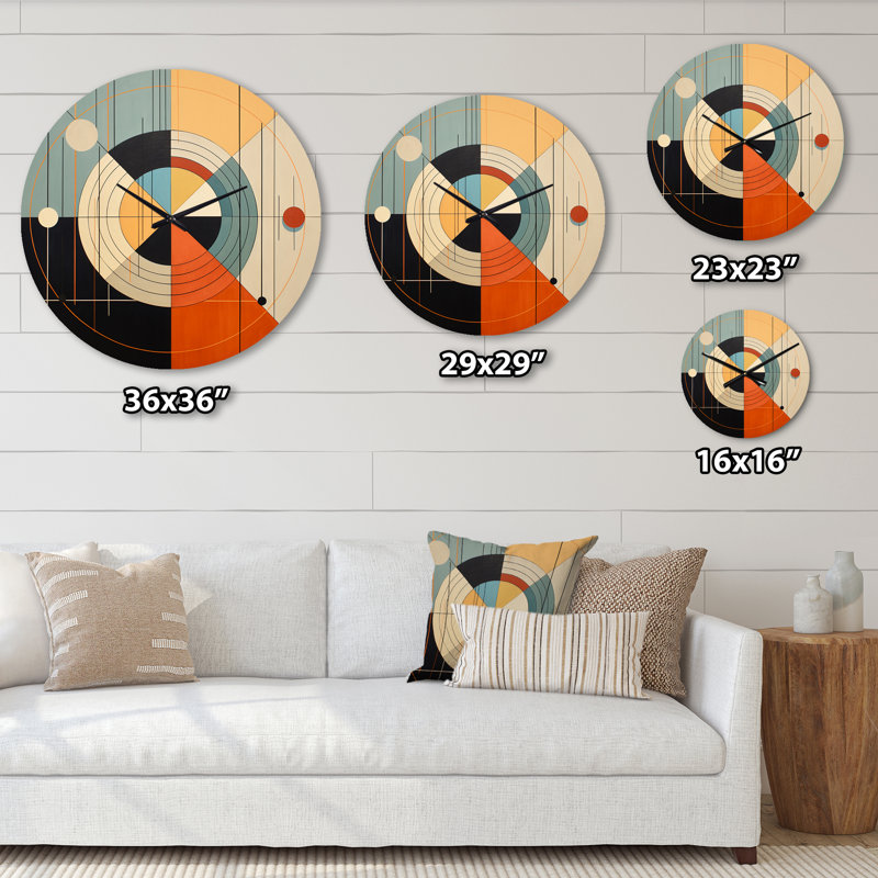Syncronicities Midcentury Elegant Retro Art VII - Horloge murale moderne Mid-Century, Moyenne