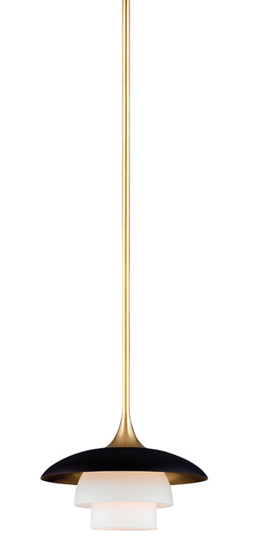 Luminaire suspendu en forme de dôme à 1 lumière Burbank, Laiton vieilli