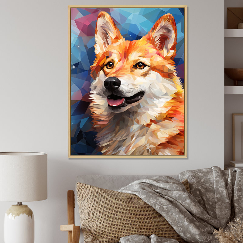 Popart Shiba Inu Spirit I, Cadre naturel flottant, H 32 po x l 24 po