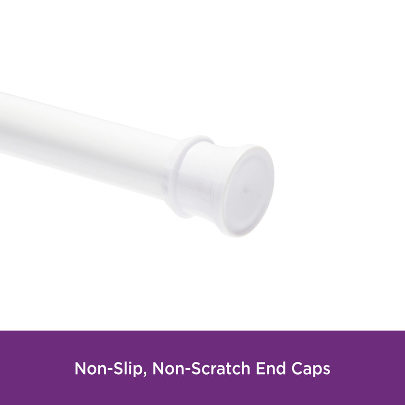 Wayfair Basics Burwell 42-72 Inch Adjustable Straight Tension Shower Curtain Rod, White