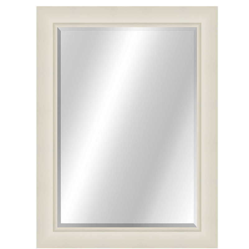 Wood Wall Mirror, Matte White, 43" x 31"