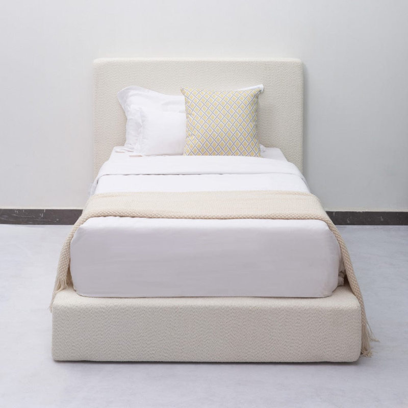 Boucle Bed Frame With Headboard, Single (3')