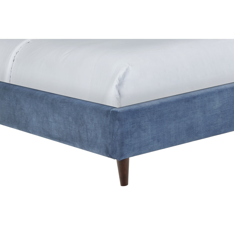 Zayne Upholstered Wingback Platform Bed, Queen, Navy Blue