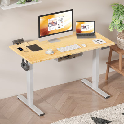 Eric Height Adjustable Standing Desk, 100% Bamboo Desktop by Inbox Zero