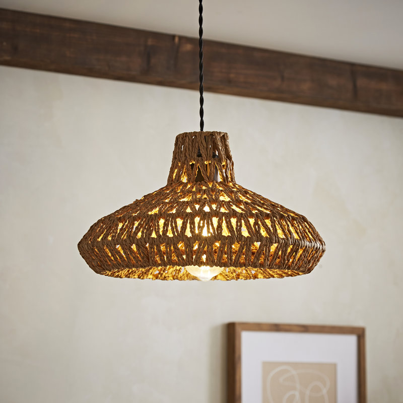 20.5cm H Rope Bowl Pendant Shade ( Clip On ), Brown