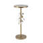 Table d'appoint ronde en fer 11,8 x 11,8 x 28,3 po avec accents floraux dorés et blancs et base en ciment (table basse incluse)