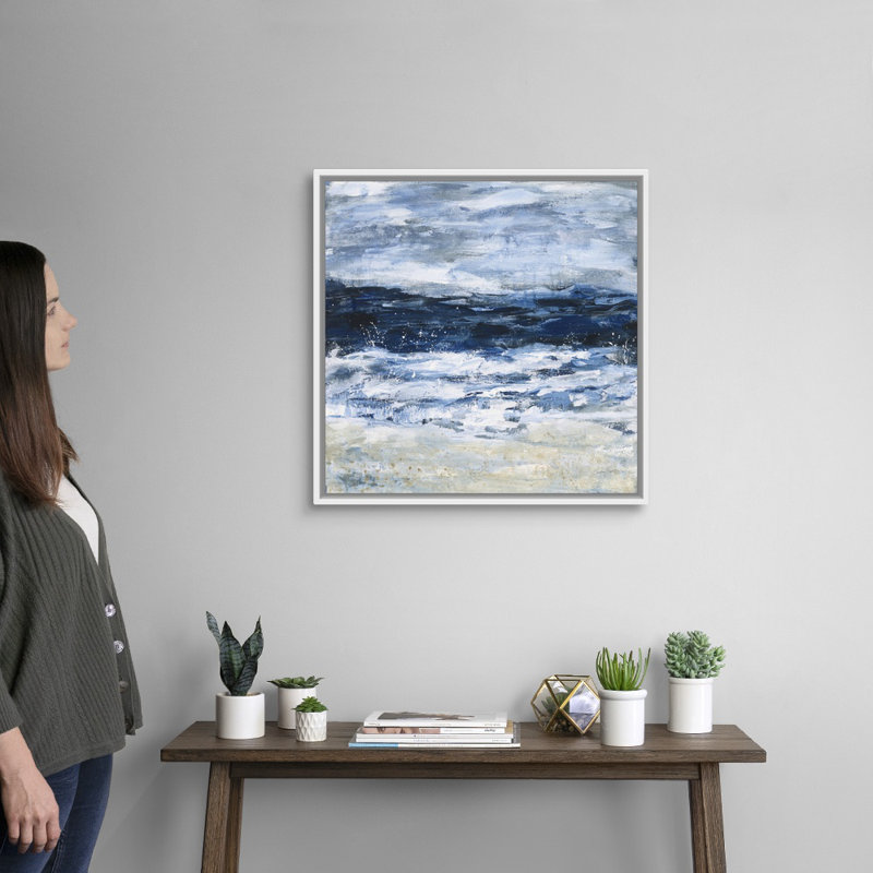 «Seaside Escape II» par Courtney Prahl - reproduction d'art sur toile, H 26 po x l 26 po x P 1,75 po, Cadre flottant blanc