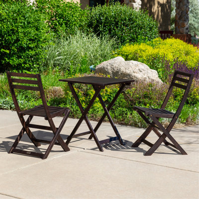3-Piece Eucalyptus Bistro Set, Square, Espresso