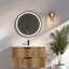 Meuble-lavabo mural moderne avec lavabo en céramique, finition MDF chêne doré