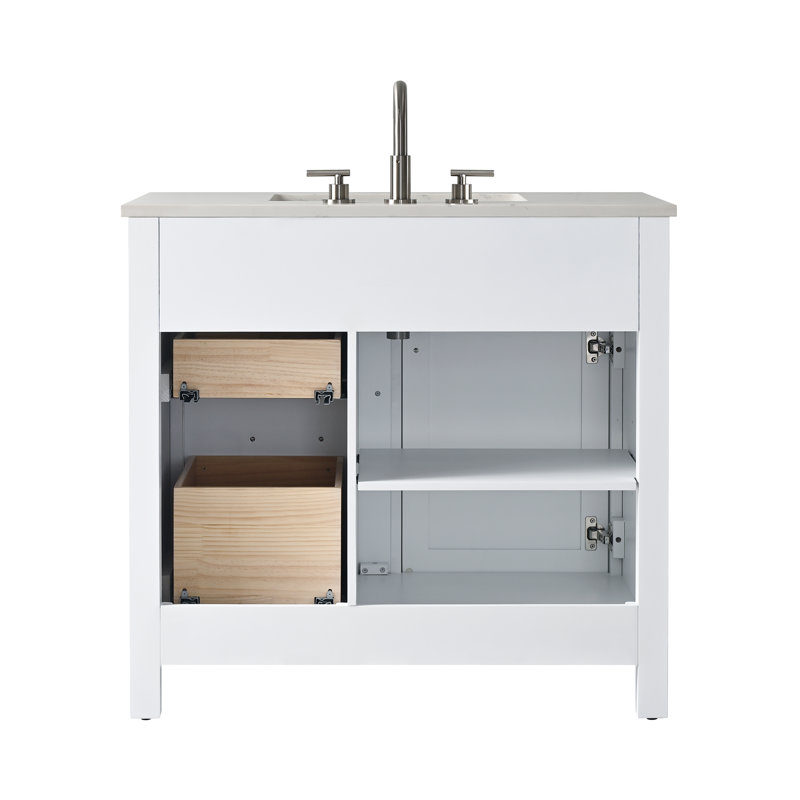 Trevor 36" W Single Vanity, White/Brushed Nickel