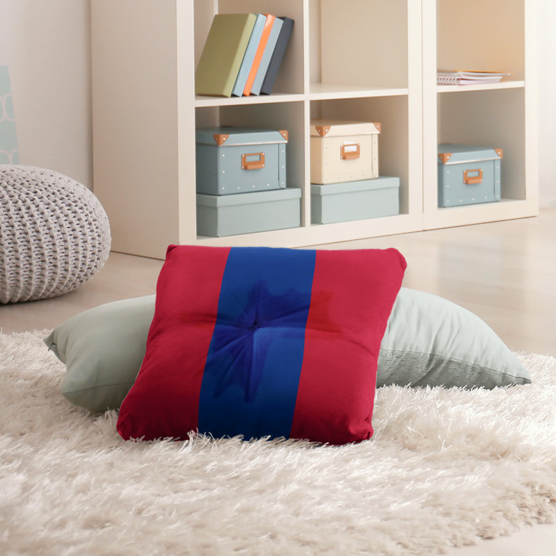 Coussin de sol touffeté buffalo, 26 po x 26 po, Rouge / Bleu