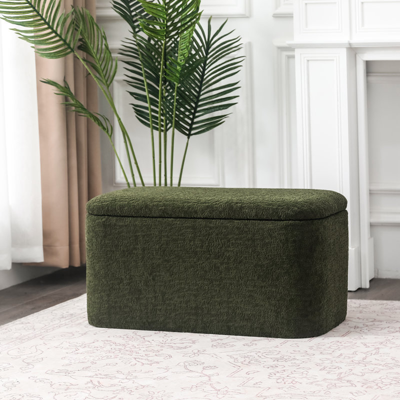 Repose-pieds rectangulaire en velours avec repose-pieds, Vert foncé